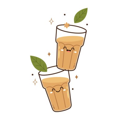 Hint sıcak içecek vektörü. Hint chai ikonu. Chai, Hint içkisidir. Kerala çay dükkanının illüstrasyon vektörü. Hint Kerala yol kenarı. Kerala çay dükkanı çizimi. Kerala Eski.