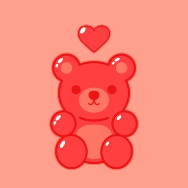 Jelly bears fruit gummy. Character Illustrator vector design. Jelly bears in Valentine's day.