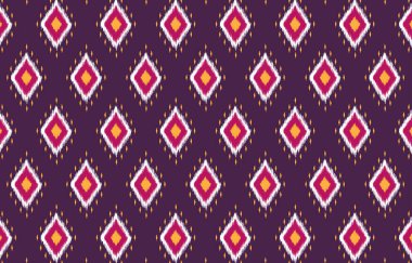 Vektör çizimi. Nakış stili. Arka plan, halı, duvar kağıdı, giysi, ambalaj, Batik, kumaş için Ikat Desensiz Desen Tasarımı.