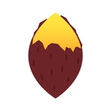 Tatlı patates. Organik sağlıklı sebze. Taze doğal kök. Düz vektör karikatür şeklinde yapılmış. Kızarmış tatlı patates. Japon Tatlı Patates.