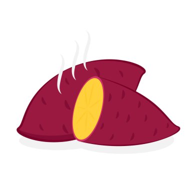 Tatlı patates. Organik sağlıklı sebze. Taze doğal kök. Düz vektör karikatür şeklinde yapılmış. Kızarmış tatlı patates. Japon Tatlı Patates.