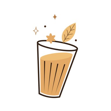 Hint sıcak içecek vektörü. Hint chai ikonu. Chai, Hint içkisidir. Kerala çay dükkanının illüstrasyon vektörü. Hint Kerala yol kenarı. Kerala çay dükkanı çizimi. Kerala Eski.