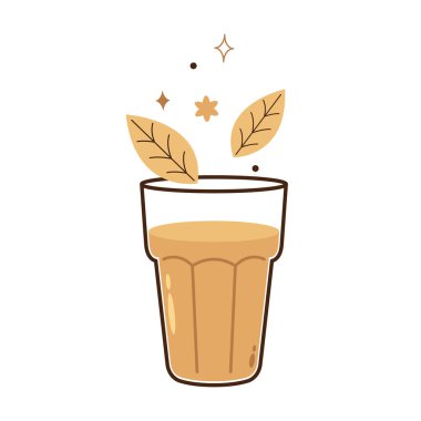 Hint sıcak içecek vektörü. Hint chai ikonu. Chai, Hint içkisidir. Kerala çay dükkanının illüstrasyon vektörü. Hint Kerala yol kenarı. Kerala çay dükkanı çizimi. Kerala Eski.