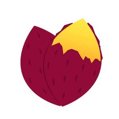 Tatlı patates. Organik sağlıklı sebze. Taze doğal kök. Düz vektör karikatür şeklinde yapılmış. Kızarmış tatlı patates. Japon Tatlı Patates.