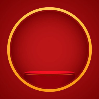 Mutlu Çin Yeni Yılı 2024. Çin yeni yıl afişi. Tebrik kartı. Kırmızı zemin üzerinde fener bulunan Çin çerçevesi.