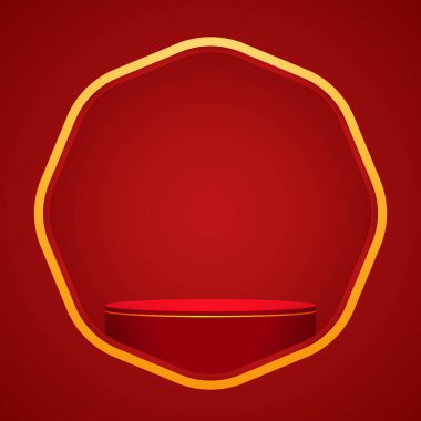 Mutlu Çin Yeni Yılı 2024. Çin yeni yıl afişi. Tebrik kartı. Kırmızı zemin üzerinde fener bulunan Çin çerçevesi.