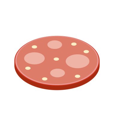 Salam beyaz arka planda izole edildi. Ulusal Salam Günü vektörü. Dilimlenmiş salam ikonu vektörü. Et sosisi dilimi çizimi. 7 Eylül. Önemli bir gün.