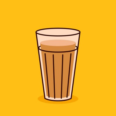 Hint sıcak içecek vektörü. Hint chai ikonu. Chai, Hint içkisidir. Kerala çay dükkanının illüstrasyon vektörü. Hint Kerala yol kenarı. Kerala çay dükkanı çizimi. Kerala Eski.