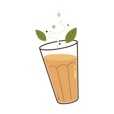 Hint sıcak içecek vektörü. Hint chai ikonu. Chai, Hint içkisidir. Kerala çay dükkanının illüstrasyon vektörü. Hint Kerala yol kenarı. Kerala çay dükkanı çizimi. Kerala Eski.