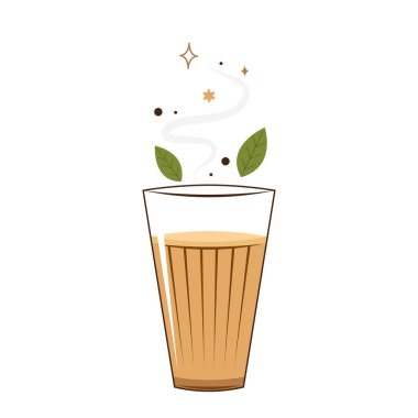 Hint sıcak içecek vektörü. Hint chai ikonu. Chai, Hint içkisidir. Kerala çay dükkanının illüstrasyon vektörü. Hint Kerala yol kenarı. Kerala çay dükkanı çizimi. Kerala Eski.