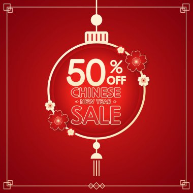 Çin yeni yıl indirimi afişi. Mutlu Çin Yeni Yılı 2024. Çin Yeni Yıl Satış Şablonu.