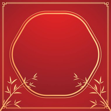 Mutlu Çin Yeni Yılı 2024. Çin yeni yıl afişi. Tebrik kartı. Kırmızı zemin üzerinde fener bulunan Çin çerçevesi.