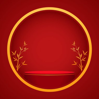 Mutlu Çin Yeni Yılı 2024. Çin yeni yıl afişi. Tebrik kartı. Kırmızı zemin üzerinde fener bulunan Çin çerçevesi.