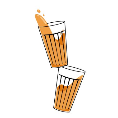 Hint sıcak içecek vektörü. Hint chai ikonu. Chai, Hint içkisidir. Kerala çay dükkanının illüstrasyon vektörü. Hint Kerala yol kenarı. Kerala çay dükkanı çizimi. Kerala Eski.