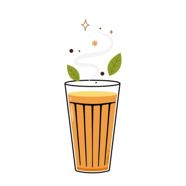 Hint sıcak içecek vektörü. Hint chai ikonu. Chai, Hint içkisidir. Kerala çay dükkanının illüstrasyon vektörü. Hint Kerala yol kenarı. Kerala çay dükkanı çizimi. Kerala Eski.