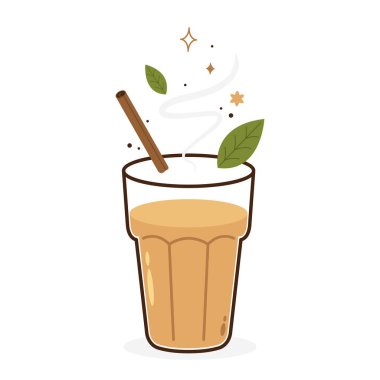 Hint sıcak içecek vektörü. Hint chai ikonu. Chai, Hint içkisidir. Kerala çay dükkanının illüstrasyon vektörü. Hint Kerala yol kenarı. Kerala çay dükkanı çizimi. Kerala Eski.