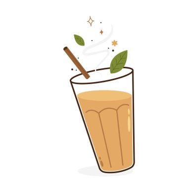 Hint sıcak içecek vektörü. Hint chai ikonu. Chai, Hint içkisidir. Kerala çay dükkanının illüstrasyon vektörü. Hint Kerala yol kenarı. Kerala çay dükkanı çizimi. Kerala Eski.