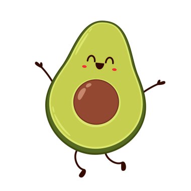 Beyaz arka planda avokado. Avokado simgesi veya logo vektörü.