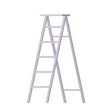 Basamaklı merdiven yapımı merdiven vektör çizimi. Ahşap aletler siyah merdiven ikonu tırmanma nesnesi. Yükseklik duvarı merdiveni dikey enstrüman.