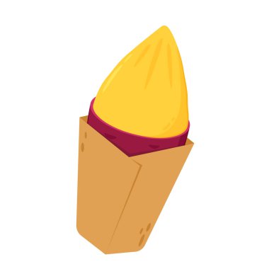 Tatlı patates. Organik sağlıklı sebze. Taze doğal kök. Düz vektör karikatür şeklinde yapılmış. Kızarmış tatlı patates. Japon Tatlı Patates.