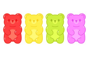 Jöle meyve jelibonu verir. Karakter Illustrator vektör tasarımı.