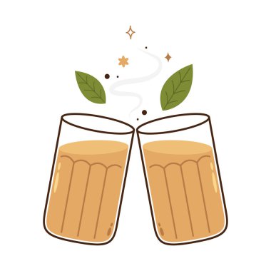 Hint sıcak içecek vektörü. Hint chai ikonu. Chai, Hint içkisidir. Kerala çay dükkanının illüstrasyon vektörü. Hint Kerala yol kenarı. Kerala çay dükkanı çizimi. Kerala Eski.