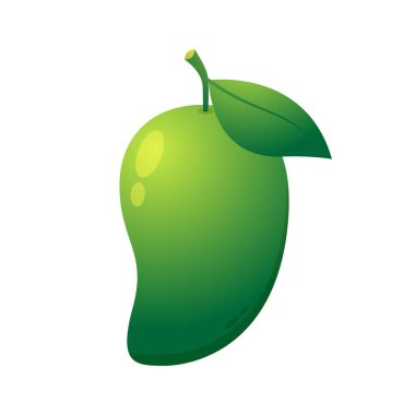 Yeşil mango vektörü. Beyaz arka planda mango. Sembol. Logo tasarımı. Tayland tatlısı..