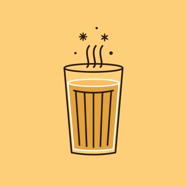 Hint sıcak içecek vektörü. Hint chai ikonu. Chai, Hint içkisidir. Kerala çay dükkanının illüstrasyon vektörü. Hint Kerala yol kenarı. Kerala çay dükkanı çizimi. Kerala Eski.