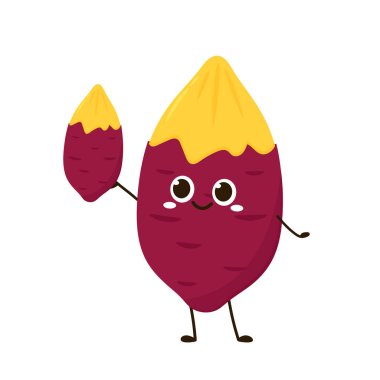 Roasted sweet potato. Sweet potato cartoon. Sweet potato character design.