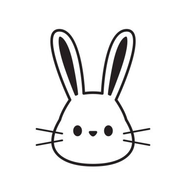 Tavşan kafası çizgi simgesi. Tavşan, kemirgen, Ester sembolü. Veterinerlik konsepti. Vektör illüstrasyonu evcil hayvanlar ve tatil konularında kullanılabilir.