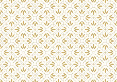 Soyut çiçek deseni. Geometrik yaprak süsü. Grafiksel modern model. Altın ve beyaz vektör arkaplanı.