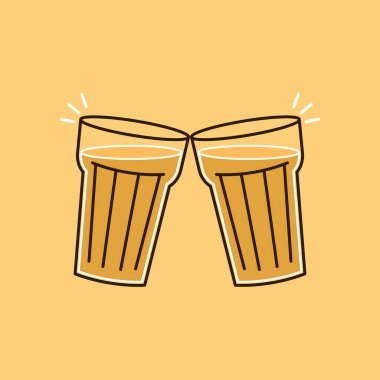 Hint sıcak içecek vektörü. Hint chai ikonu. Chai, Hint içkisidir. Kerala çay dükkanının illüstrasyon vektörü. Hint Kerala yol kenarı. Kerala çay dükkanı çizimi. Kerala Eski.