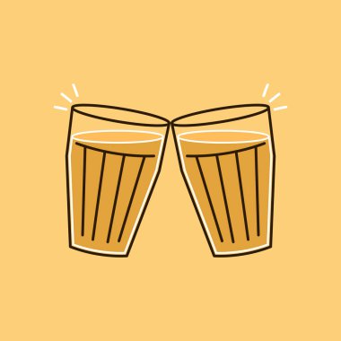 Hint sıcak içecek vektörü. Hint chai ikonu. Chai, Hint içkisidir. Kerala çay dükkanının illüstrasyon vektörü. Hint Kerala yol kenarı. Kerala çay dükkanı çizimi. Kerala Eski.