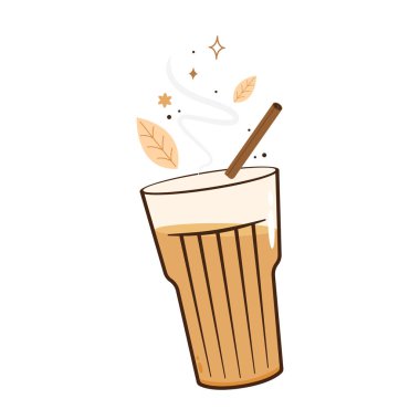 Hint sıcak içecek vektörü. Hint chai ikonu. Chai, Hint içkisidir. Kerala çay dükkanının illüstrasyon vektörü. Hint Kerala yol kenarı. Kerala çay dükkanı çizimi. Kerala Eski.