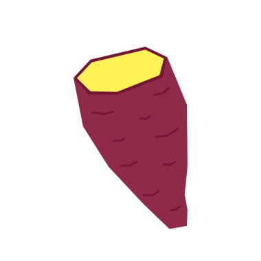 Tatlı patates. Organik sağlıklı sebze. Taze doğal kök. Düz vektör karikatür şeklinde yapılmış. Kızarmış tatlı patates. Japon Tatlı Patates.