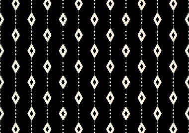 Vektör çizimi. Nakış stili. Arka plan, halı, duvar kağıdı, giysi, ambalaj, Batik, kumaş için Ikat Desensiz Desen Tasarımı.