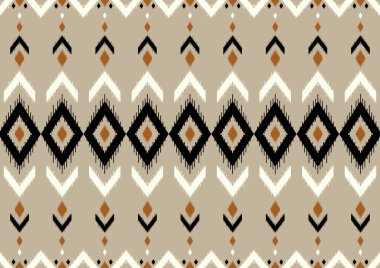 Vektör çizimi. Nakış stili. Arka plan, halı, duvar kağıdı, giysi, ambalaj, Batik, kumaş için Ikat Desensiz Desen Tasarımı.