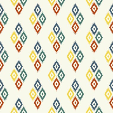 Vektör çizimi. Nakış stili. Arka plan, halı, duvar kağıdı, giysi, ambalaj, Batik, kumaş için Ikat Desensiz Desen Tasarımı.