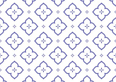 Seramik seramik şablon vektörü. Mavi ve beyaz desenli vektör çizimi. Porselen arkaplan tasarımı.