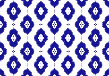 Seramik seramik şablon vektörü. Mavi ve beyaz desenli vektör çizimi. Porselen arkaplan tasarımı.