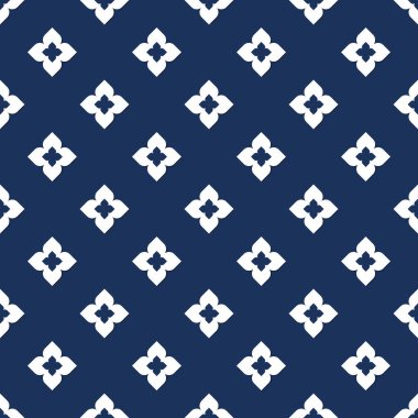 Tayland çiçeği deseni. Klasik koyu mavi arkaplan zarif desenli soyut vektör.