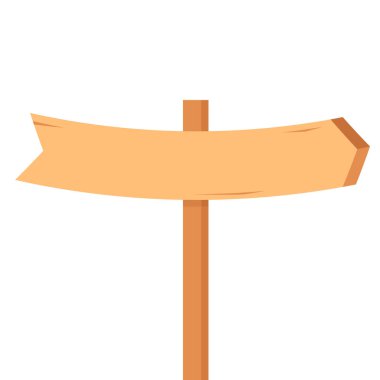 Tahta işaret direği vektörü. Tahta levha simgesi. Renkli siluet. Dikey görünüm. Vektör düz basit grafik illüstrasyonu.