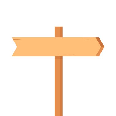 Tahta işaret direği vektörü. Tahta levha simgesi. Renkli siluet. Dikey görünüm. Vektör düz basit grafik illüstrasyonu.