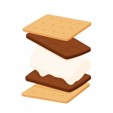 Çikolata ve kraker. S 'more graham krakeri, çikolata ve lokum..