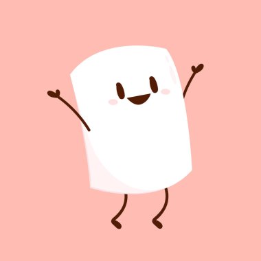 Marshmallow çizgi filmi. Şekerleme karakter tasarımı. Şekerleme vektörü.