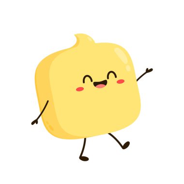 Tereyağı vektörü. Tereyağı karakter tasarımı. Beyaz arkaplanda tereyağı.