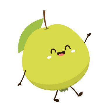 Guava karakter tasarımı. Beyaz arkaplanda izole edilmiş vektör Guava meyveleri.