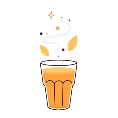 Hint sıcak içecek vektörü. Hint chai ikonu. Chai, Hint içkisidir. Kerala çay dükkanının illüstrasyon vektörü. Hint Kerala yol kenarı. Kerala çay dükkanı çizimi. Kerala Eski.