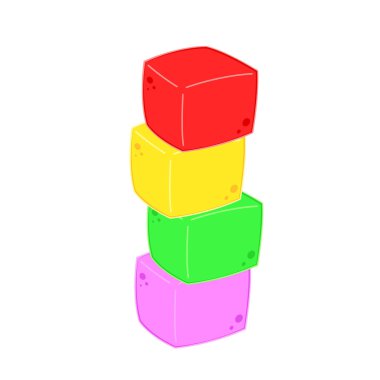 Küp jölesi beyaz arka planda izole edilmiş. Vektör Jöle Küpleri