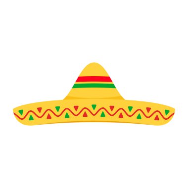 Meksika şapka vektörü. Beyaz arka planda Meksika şapkası.